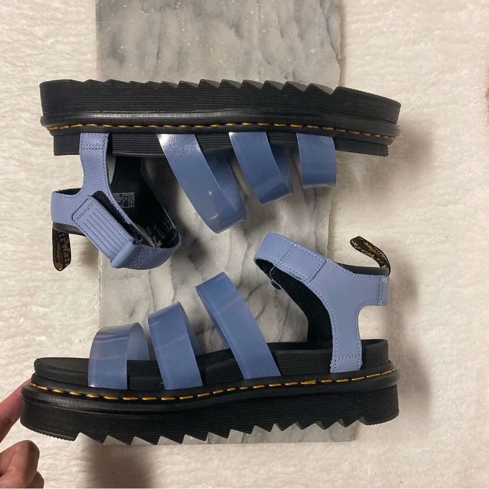 SOLD Dr.Martens Blaire Jelly Glitter Leather Strap Sandals Chunky Sole Blue - Picture 3 of 14